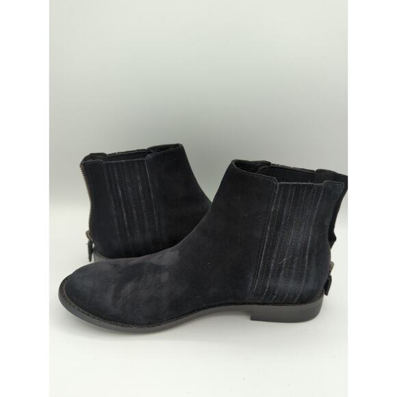 Eileen Fisher | Suede Leather Black Ankle Zip Up Bootie | Size 6 - Picture 3 of 8